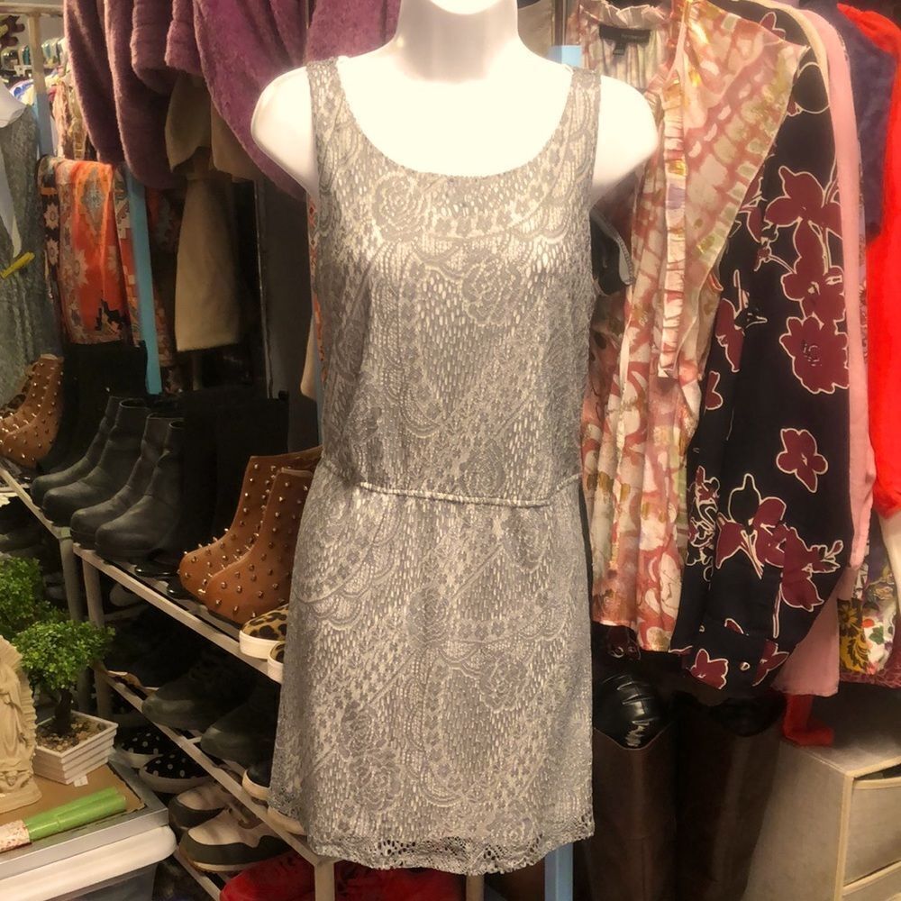 NWOT Glam Dress - Silver Crocheted size Medium